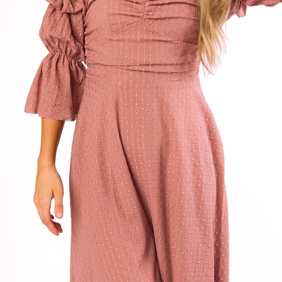Tiered Sleeve Maxi Dress with Pockets in Dusty Mauve - Bump Friendly - Picture 4 of 4